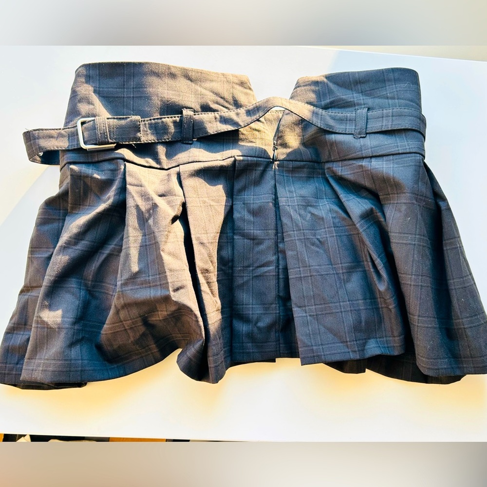 Plaid Grey Belted Skirt
